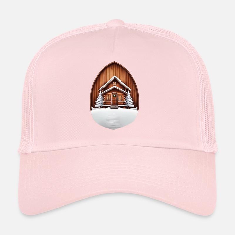 Cabane en bois, cabane de Noël Casquette trucker 