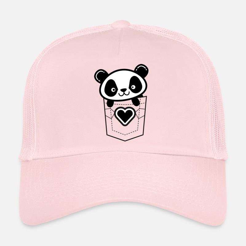 Panda in der Tasche mit Herz-Emblem - Trucker Cap - Hellrosa