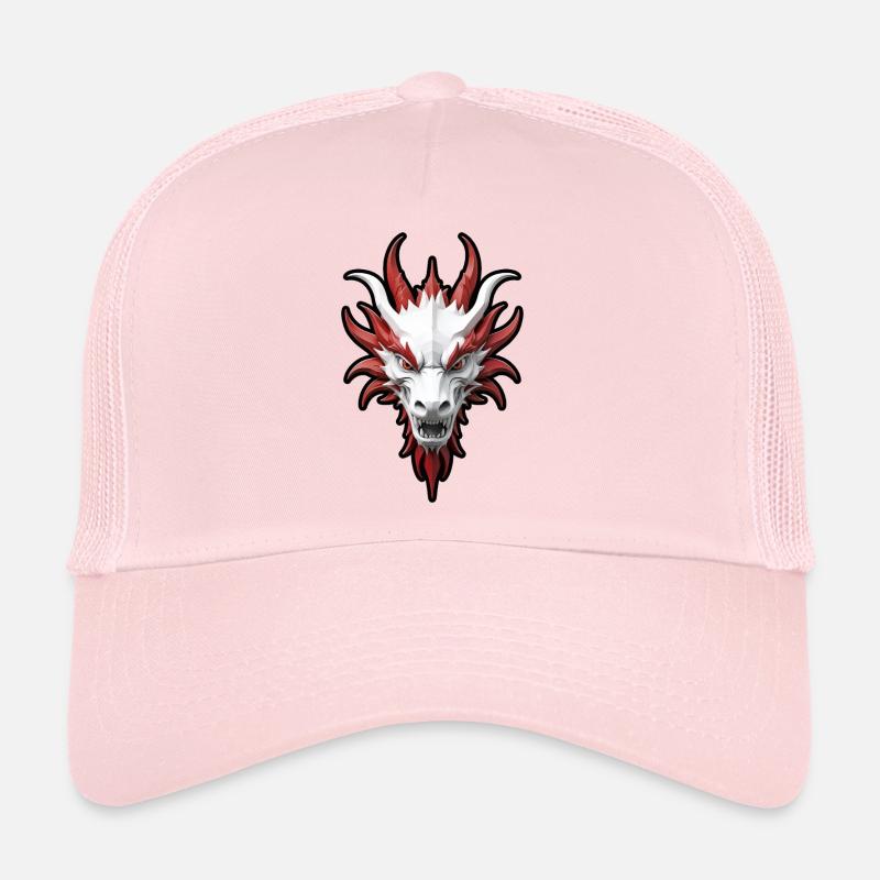 Roter und weißer Drachenkopf - Trucker Cap - Hellrosa