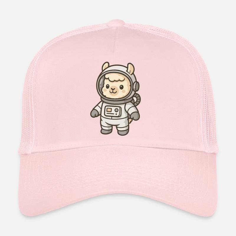 Cute Llama Astronaut Print Trucker Cap