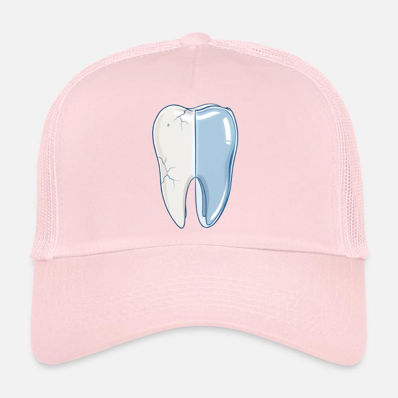 healthy-broken-tooth-before-after cartoon Trucker Cap