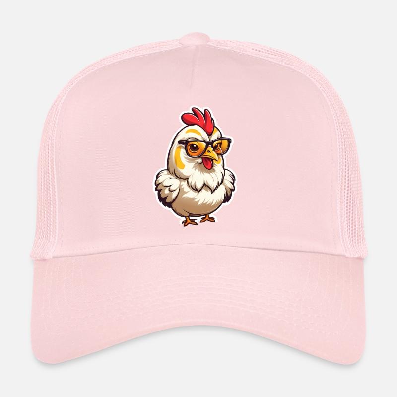 Spectacled Chicken Cartoon Trucker Cap