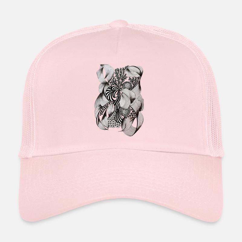 Schwarzweiß Blütenwirbel Trucker Cap