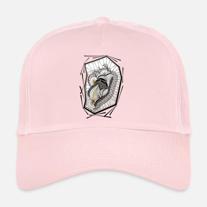 Zentangle-Blumenherz im Rahmen Trucker Cap