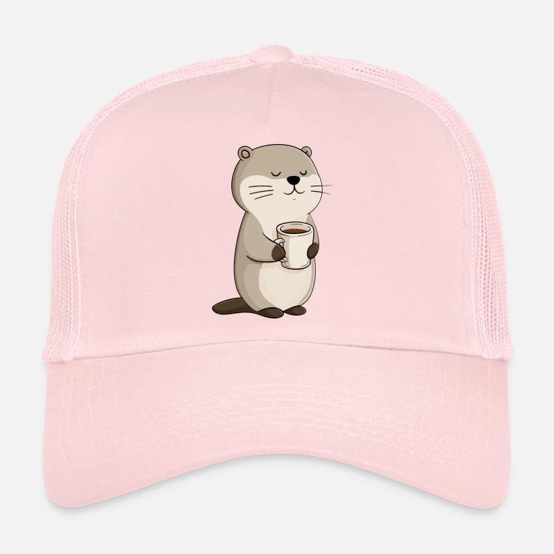 Cozy Otter Coffee Moment - Trucker Cap - pale pink