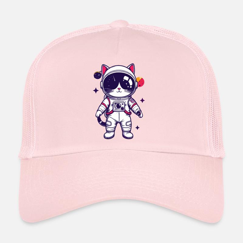 Space Cat Cat in Astronaut Suit Motif Trucker Cap