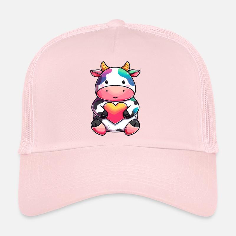 Vache colorée avec du cœur Casquette trucker 
