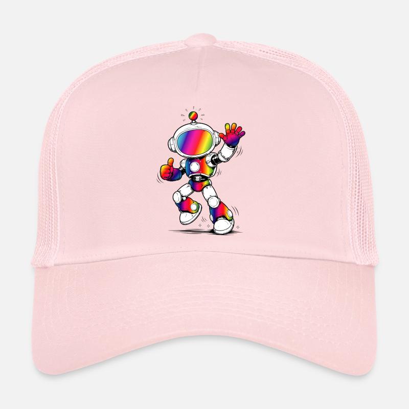 Rainbow Robot Futuristic Colorful Design Trucker Cap