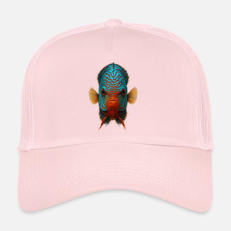 Poisson Discus Bleu et Orange Regard Intense Casquette trucker 