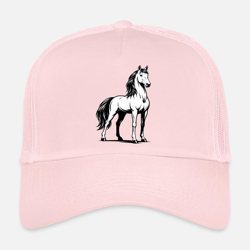 Pferd_stehend_Schwarz-White Trucker Cap