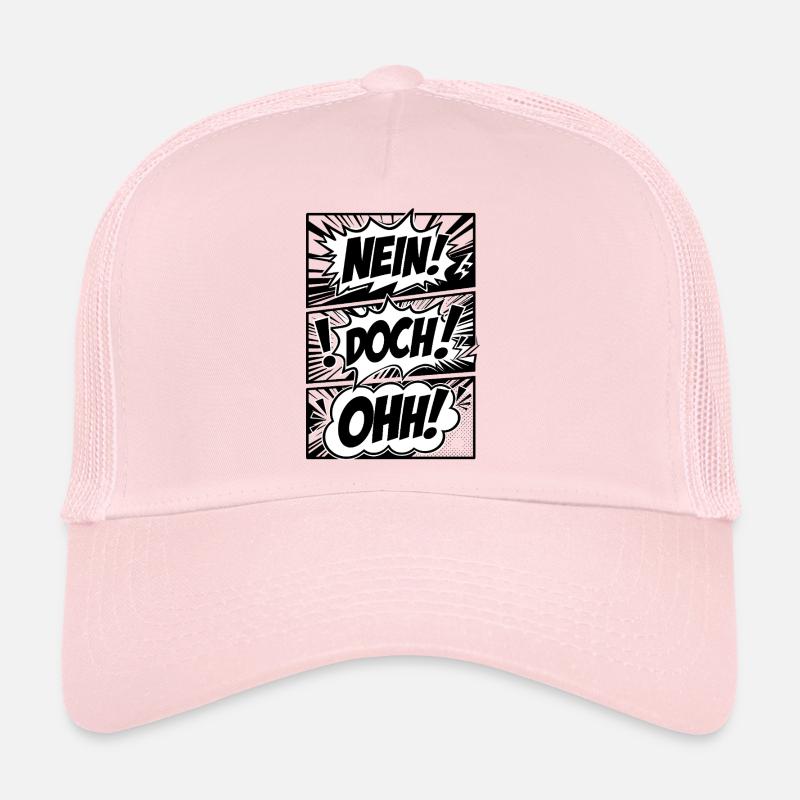 No! Yes! oh! Comic Style Black White Trucker Cap
