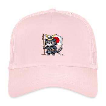 Neko Samurai - 猫侍。 - Japanese Samurai Cat - Trucker Cap - pale pink - Front