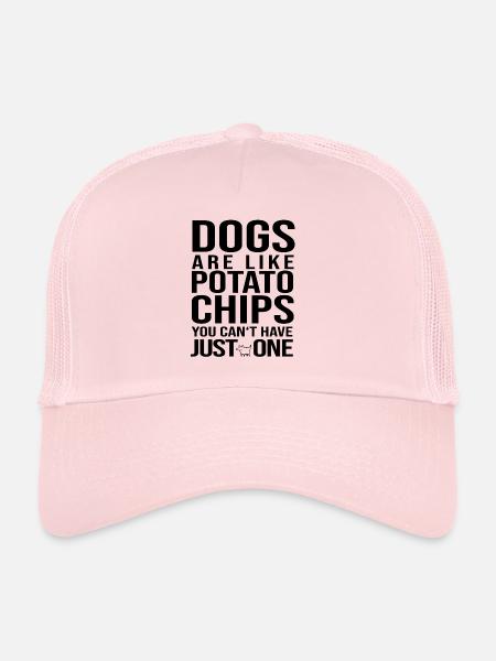 Les chiens sont comme des frites Chien Chiot chien amoureux - Casquette trucker  - rose pâle - Devant