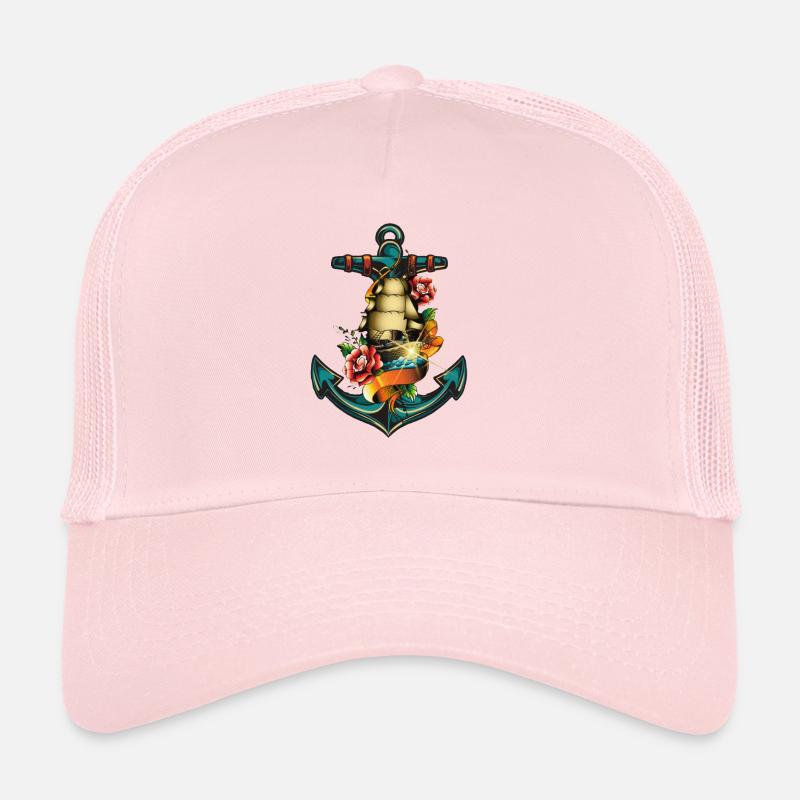 Anker Tattoo Schiff Rose Meer - Trucker Cap - Hellrosa