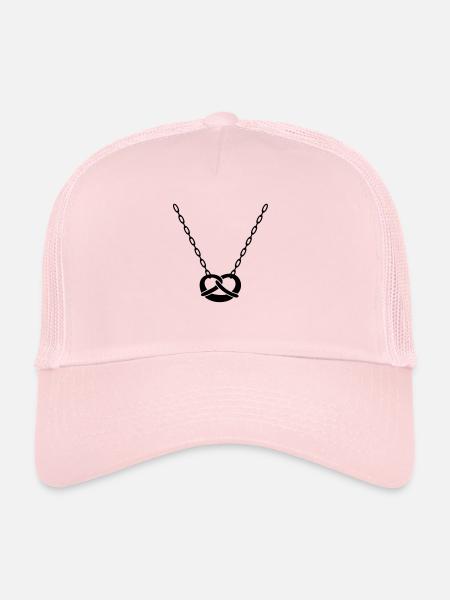 Chaîne avec bretzel - Casquette trucker  - rose pâle - Devant