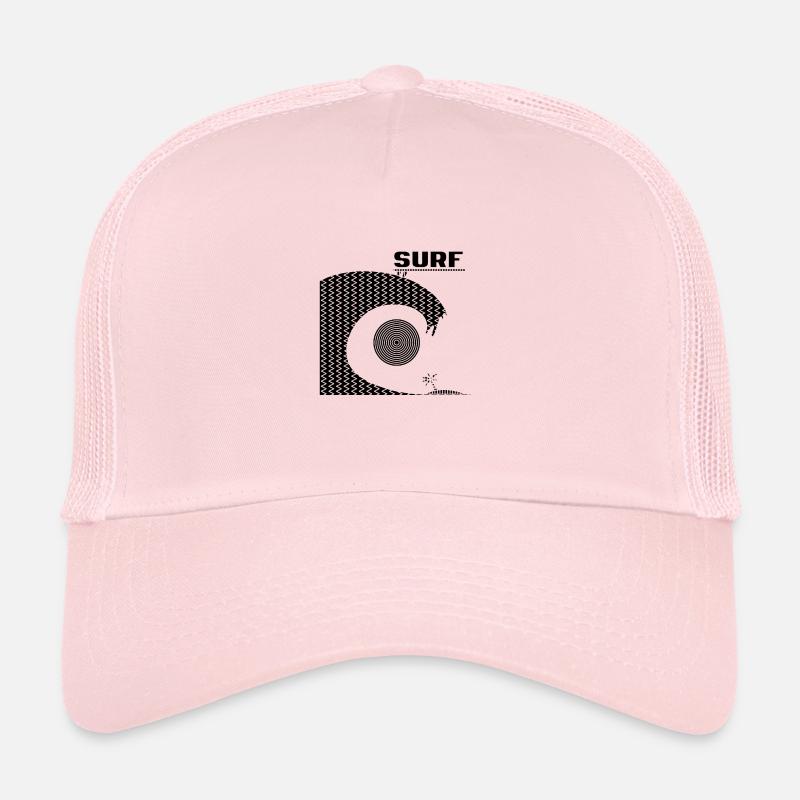 Surf, soleil, océan, et formes géométriques (noir) Casquette trucker 