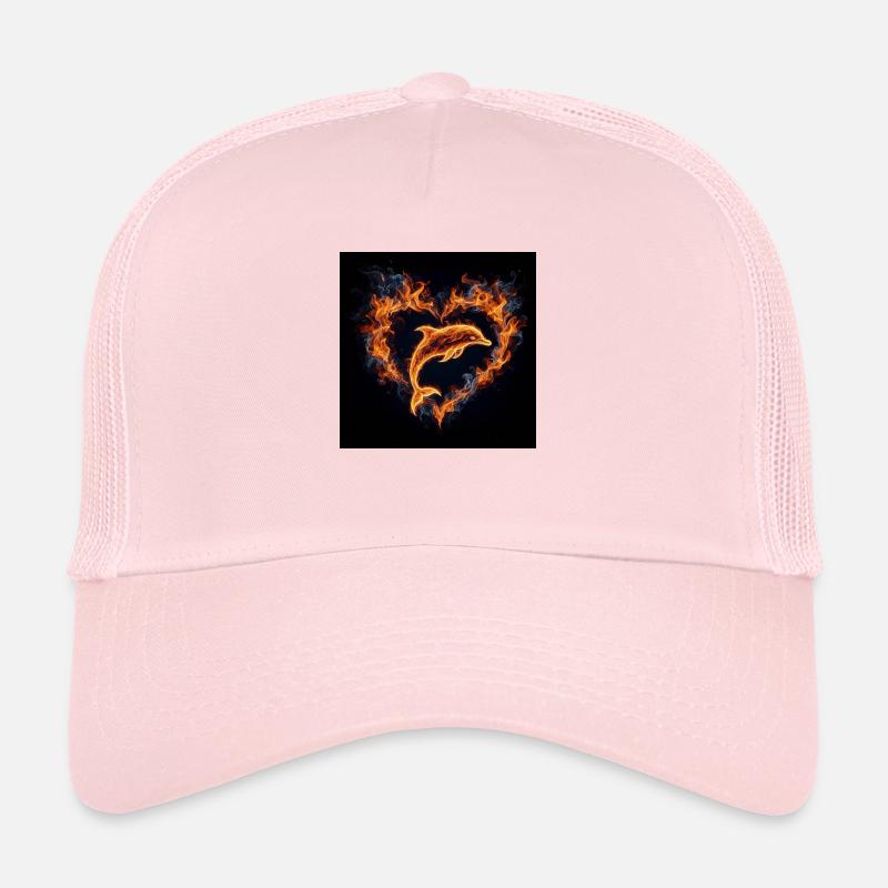 Dauphin Feu Cœur - Casquette trucker  - rose pâle