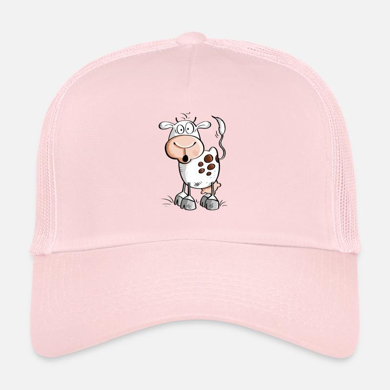 Funny cartoon cow - cows - Trucker Cap - pale pink