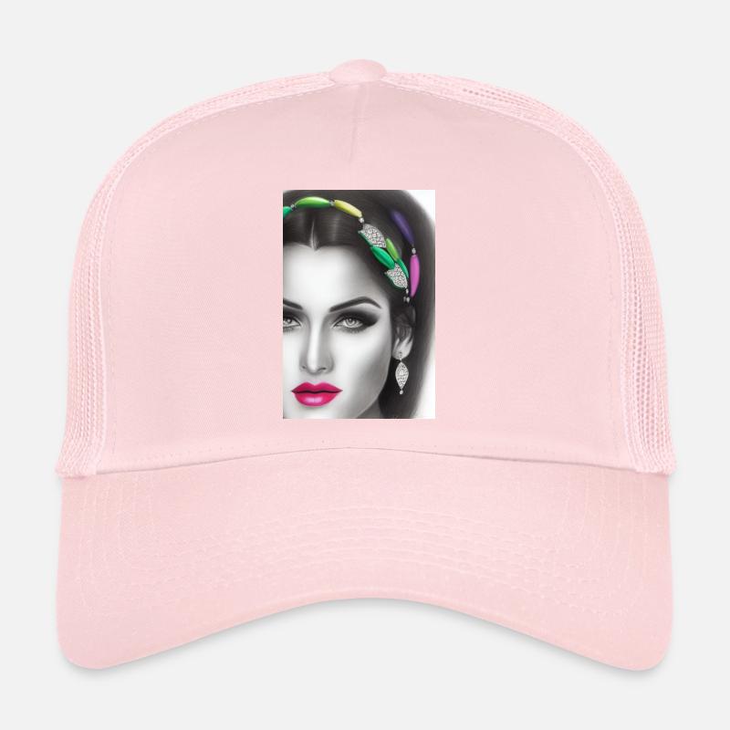 Femme avec des bijoux Casquette trucker 