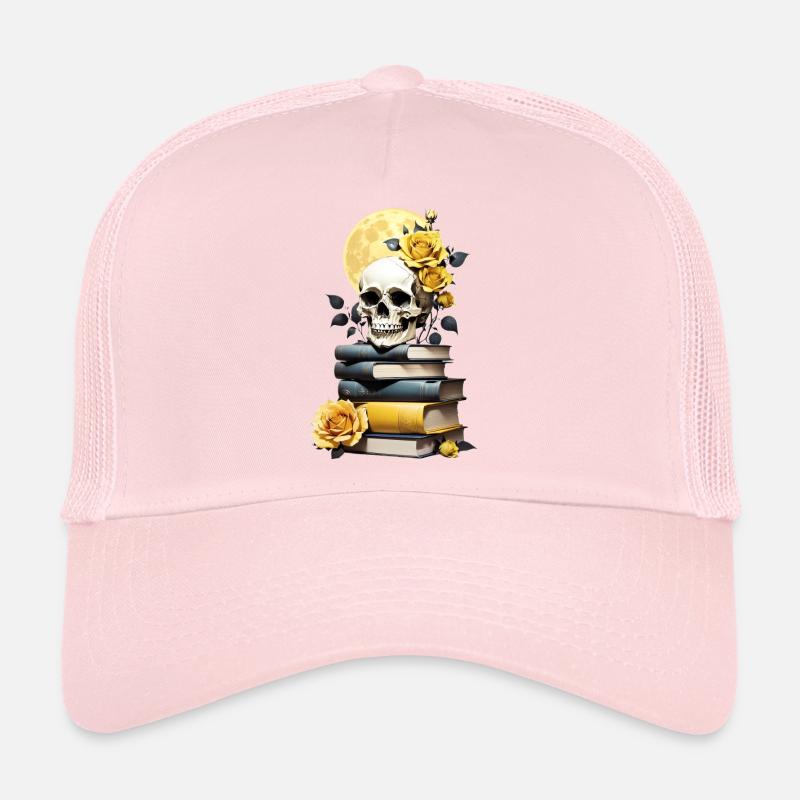 Stack of books with skull Trucker Cap