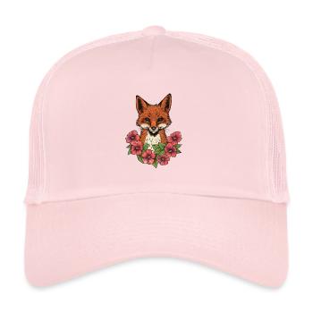 Fuchs in Blumen - Trucker Cap - Hellrosa - Vorne