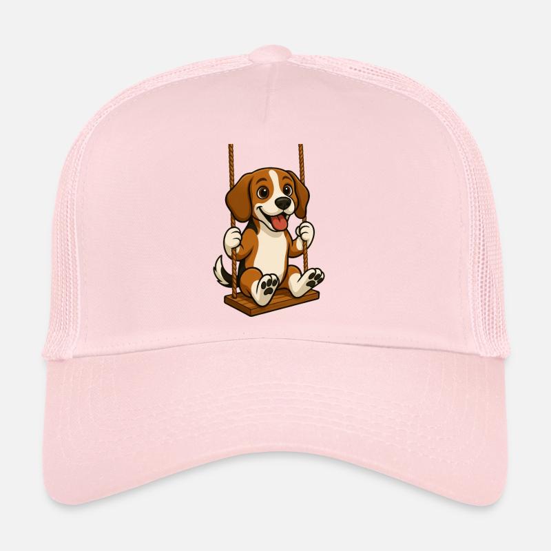 Chien beagle joyeux sur l’aire de jeux de la balançoire Casquette trucker 