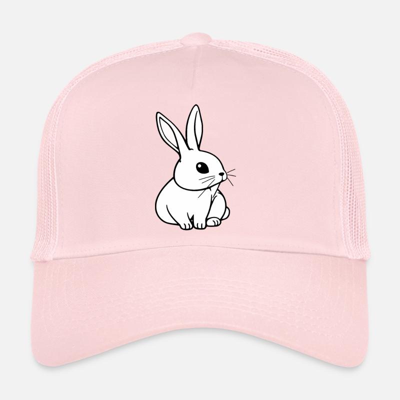 Minimalist Rabbit Black and White Trucker Cap