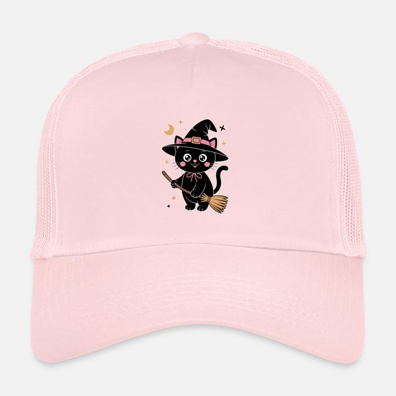 Cute cat witch print with magic wand Trucker Cap