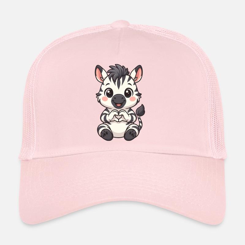 Süßes Zebra mit Herzhänden - Trucker Cap - Hellrosa