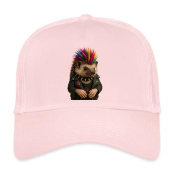 Bunter Igel Punk mit stylischem Flair - Trucker Cap - Hellrosa - Vorne