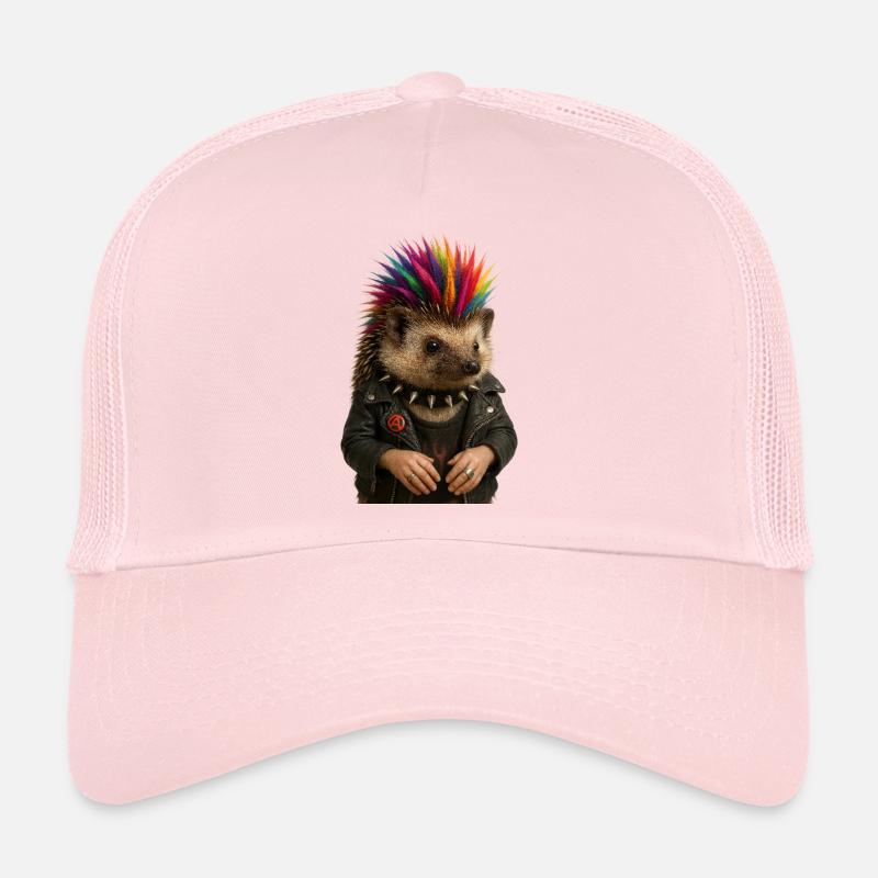Bunter Igel Punk mit stylischem Flair - Trucker Cap - Hellrosa