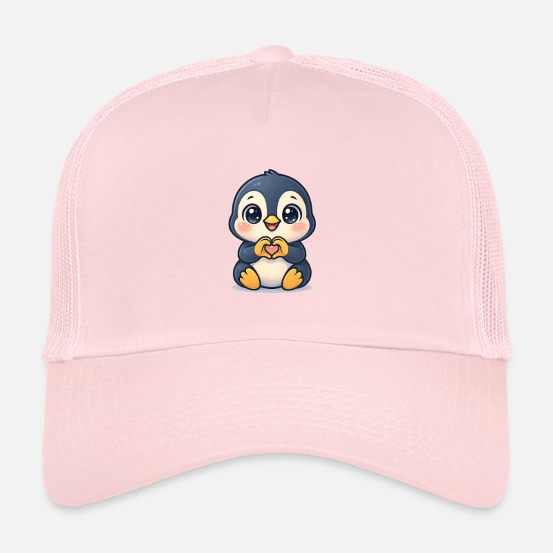 Süßer Penguin mit Herzhänden  Trucker Cap