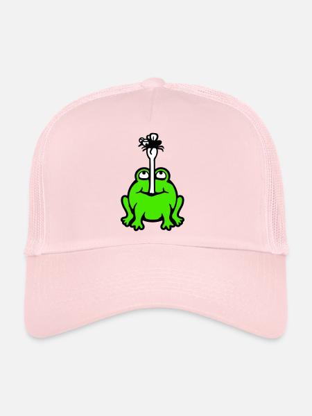 La grenouille attrape la mouche langue moustique manger le crapaud de la faim - Casquette trucker  - rose pâle - Devant