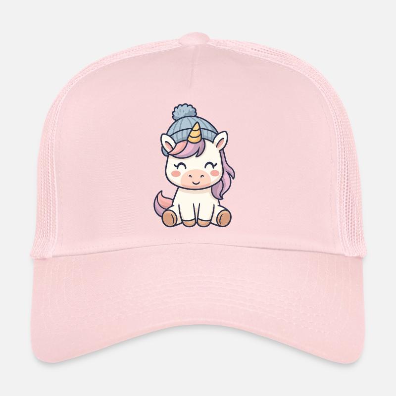 Cuddly unicorn with hat - Trucker Cap - pale pink