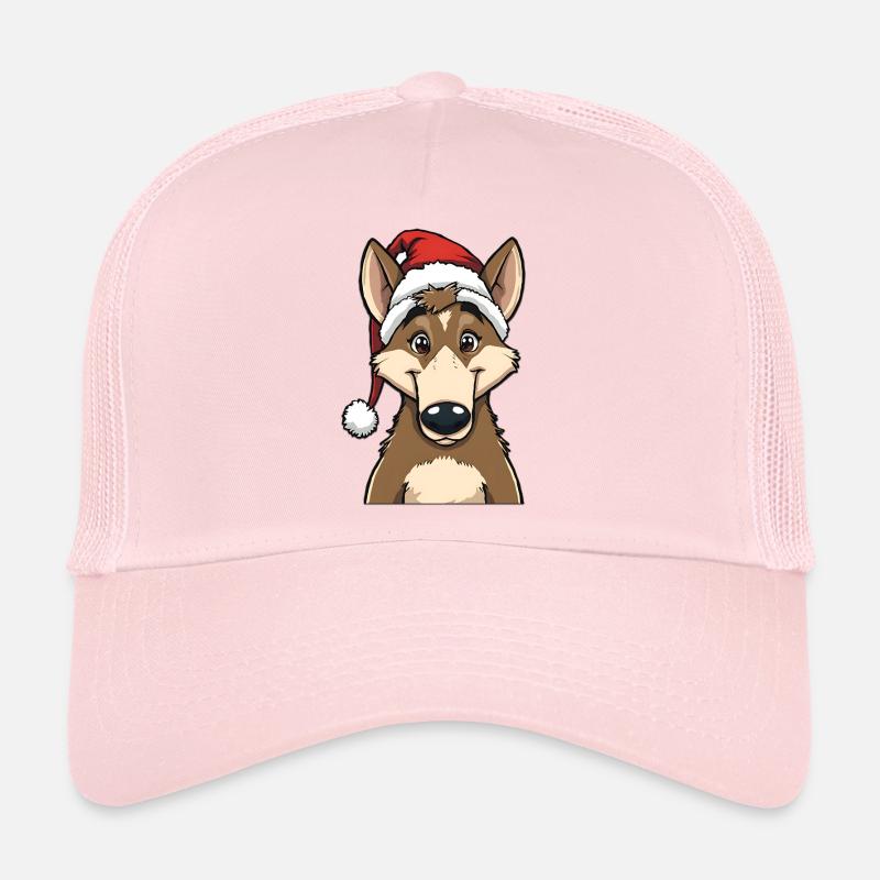 Loup de Noël avec un chapeau de Père Noël Casquette trucker 