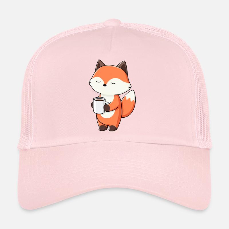 Fox with Coffee Mug Charm Trucker Cap
