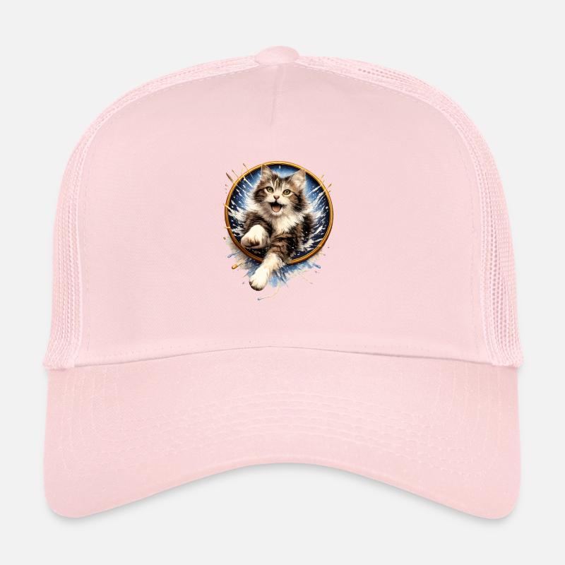 Cat Ring Jump in Water Splash Trucker Cap