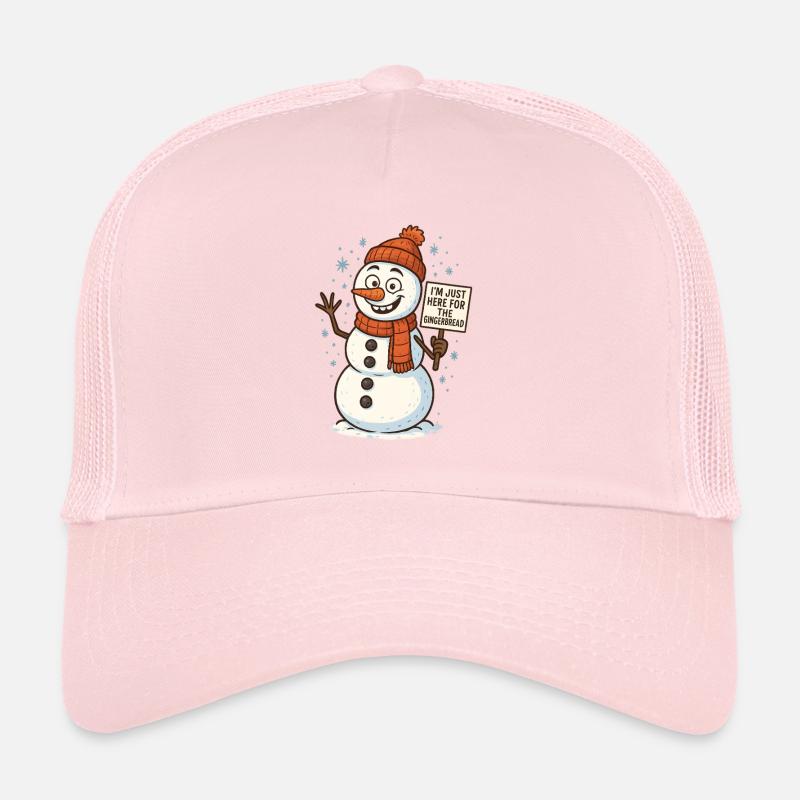 Snowman with Gingerbread Saying Trucker Cap