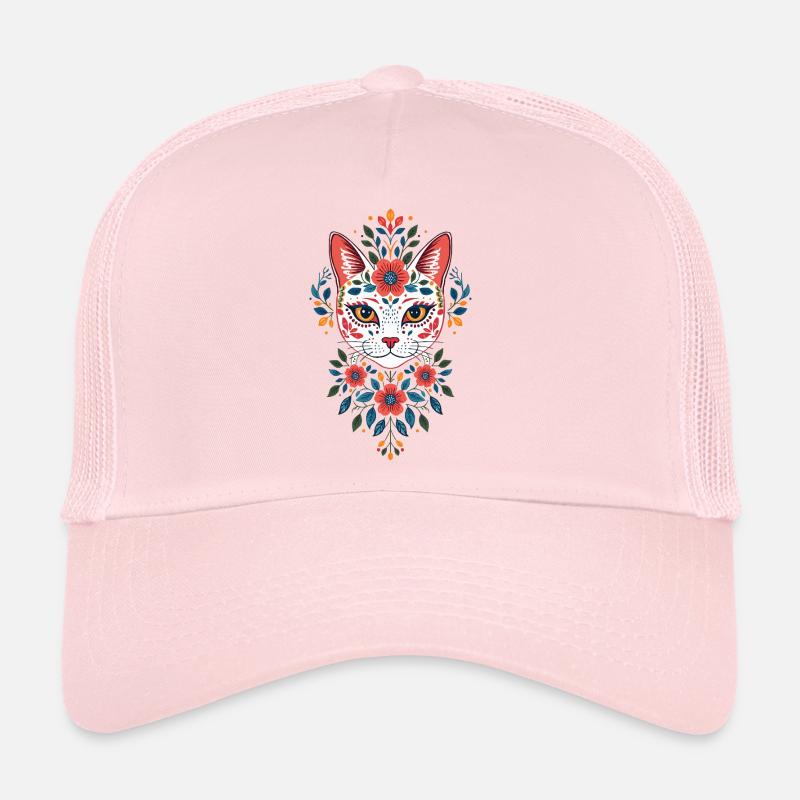 Blumenkatzenkopf im FolkStil Trucker Cap