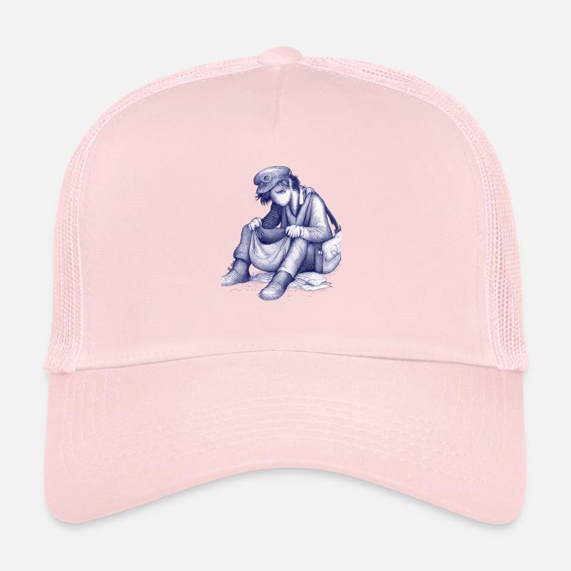 Rêveuse triste avec un chapeau d’oiseau Casquette trucker 