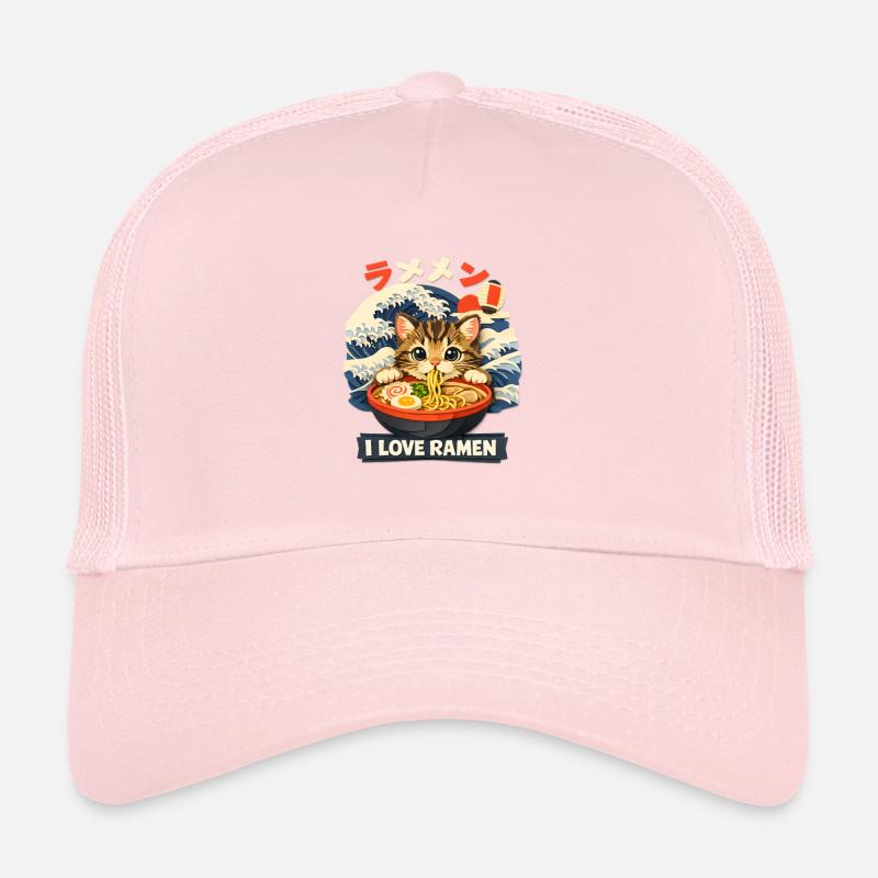 Affiche de Chat Mange des nouilles ramen Casquette trucker 