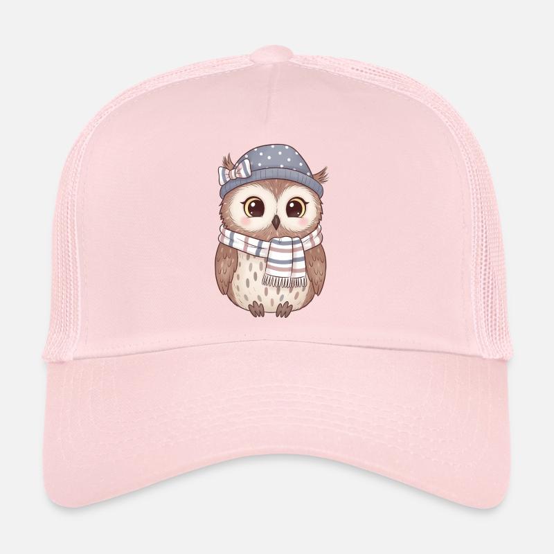 Wintereule mit Schal und Mütze Trucker Cap
