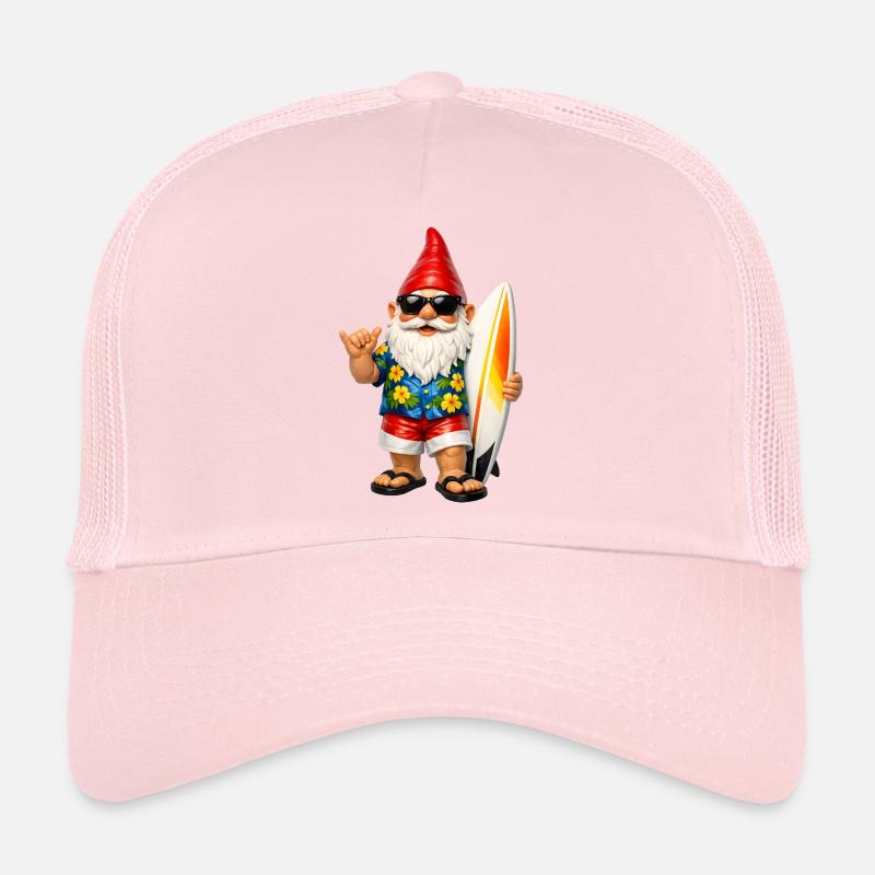 Nain de jardin cool avec planche de surf Casquette trucker 
