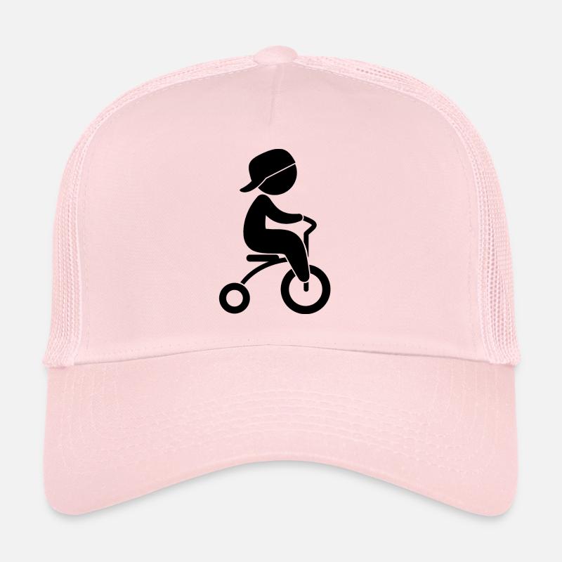 Boy Riding His Tricycle Trucker Cap