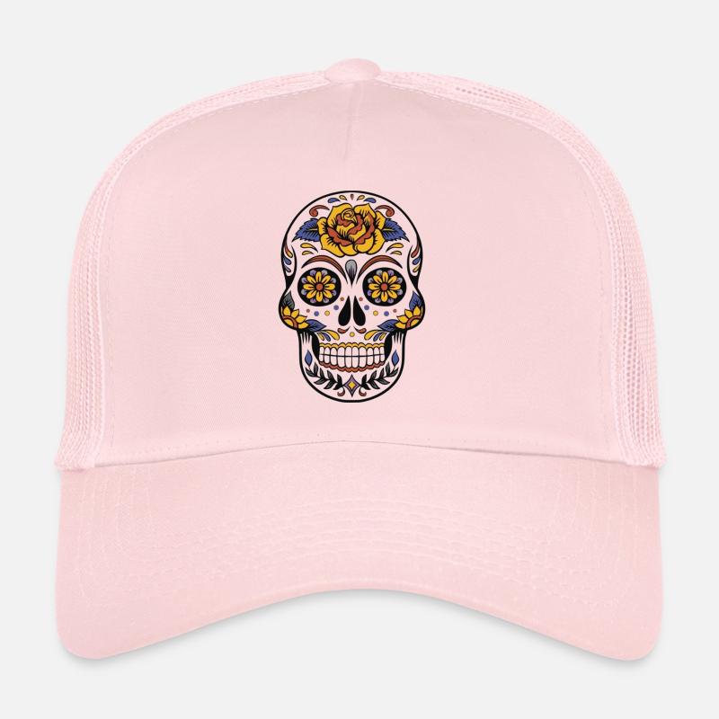 Totenkopf - Tag der Toten - Trucker Cap - Hellrosa