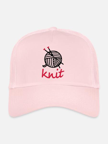 Knitting wool knitting needles knit motif gifts - Trucker Cap - pale pink - Front