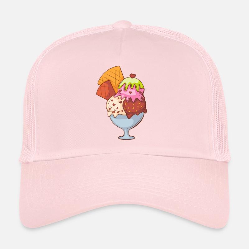 Eis Speiseeis Eiskrem Eiscreme Kugeleis Eisbecher - Trucker Cap - Hellrosa