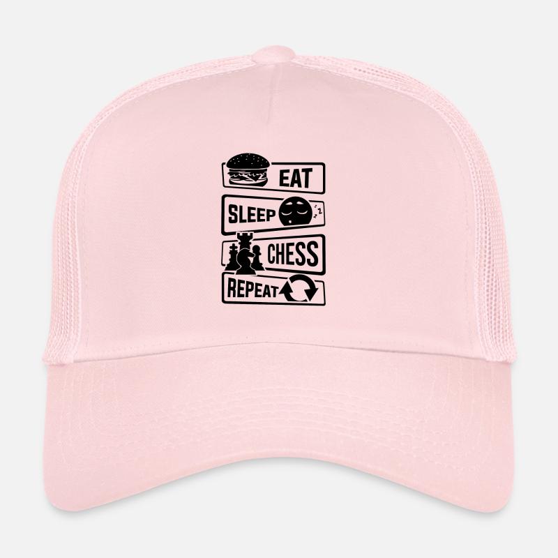Eat Sleep Chess Repeat - Schach Schachmatt Taktik - Trucker Cap - Hellrosa