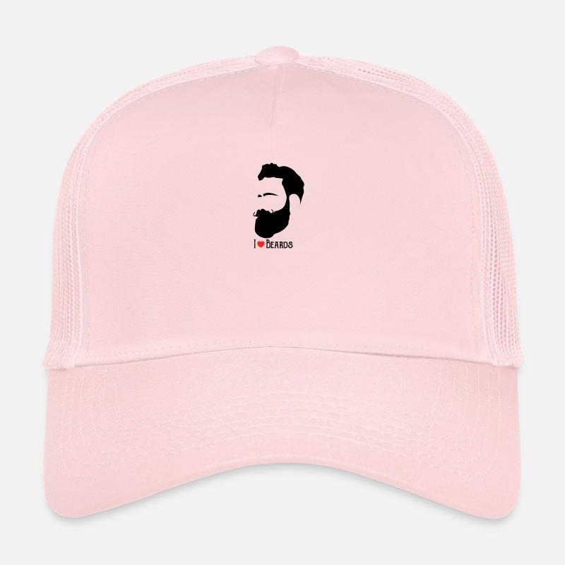 Beard love - man men beard beards gift idea - Trucker Cap - pale pink