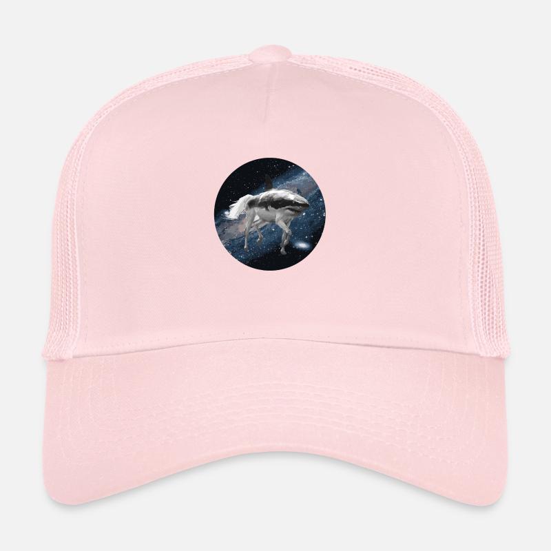 Haifisch Pferd im Weltraum - Trucker Cap - Hellrosa